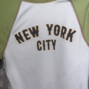 White and green New York City crop top